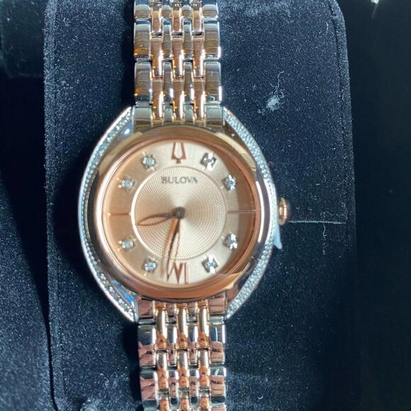 Bulova Rose Gold/Silver Brace. Watch NWT - Picture 1 of 8